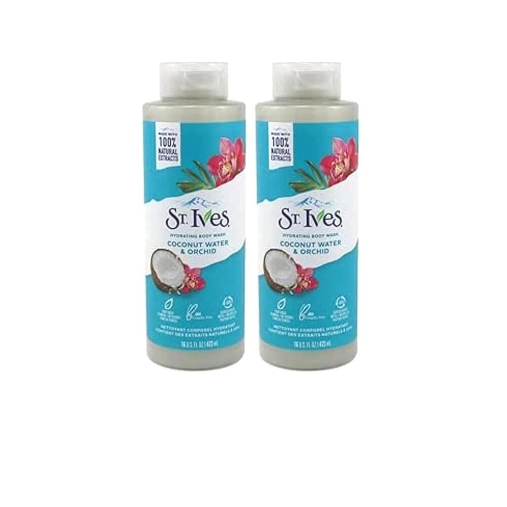 St Ives 2 Pack Hydrating Body Wash Coconut‎ Water & Orchid 16 fl Oz Each New